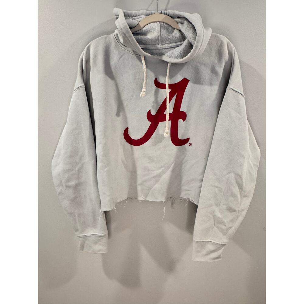 Alta Gracia Apparel Alabama Crimson Tide Crop Gray Hoodie Womens Sz Large Logo